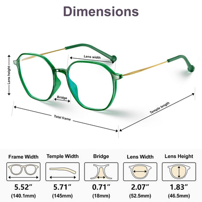 VISOONE Lightweight TR90 Blue Light Blocking Glasses Frame with Anti Glare Eye Protection for Women and Men RANE