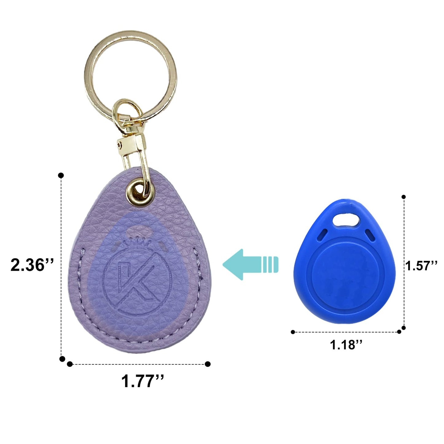 KRSURERICHER Leather Key Fob Holder, Access Card Key Chains RFID Protector, NFC Smart Key tag Case Keychain for Broken Key