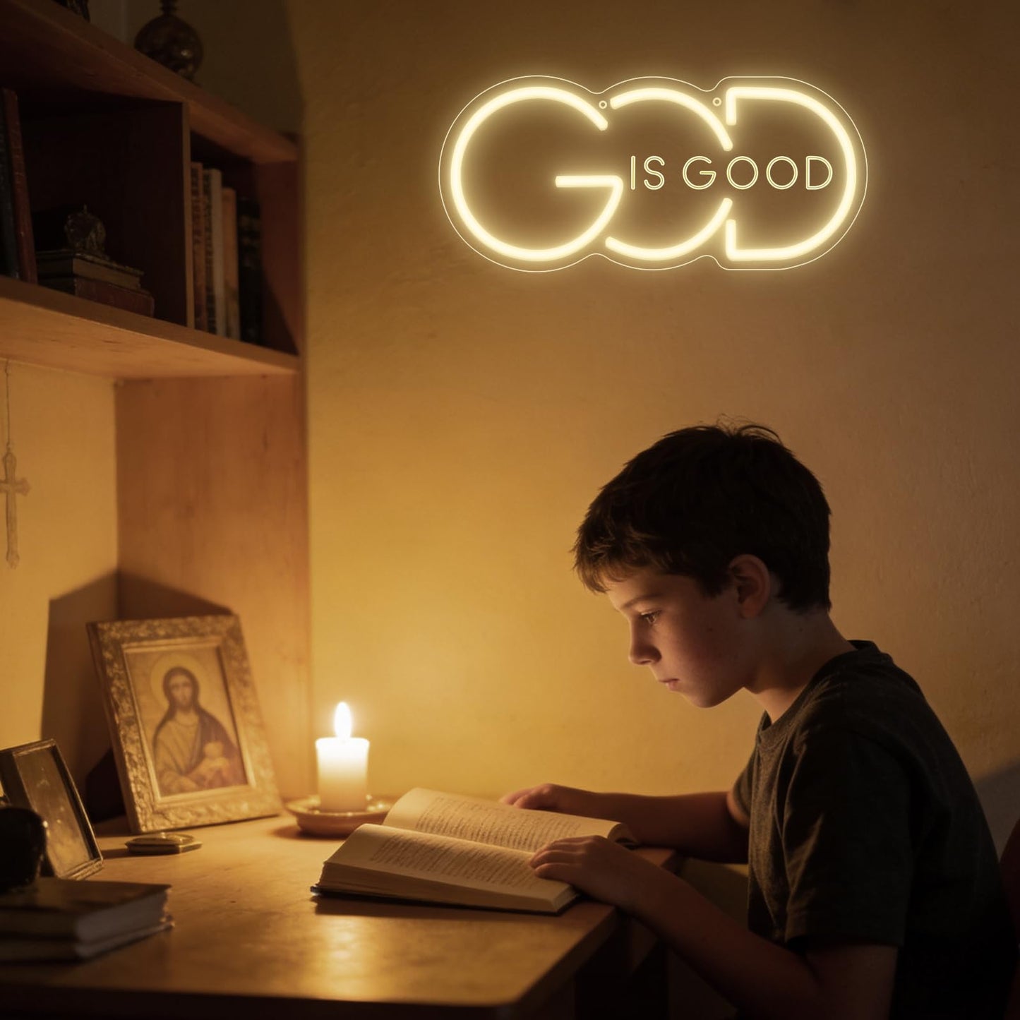 God Is Good Neon Sign for Wall Decor,Christian Warm White LED Signs for Living Room Bedroom House Club Party,God Is Good Dimmable Neon Light Gifts for Women Men USB Powered（13.4"*6.1"）