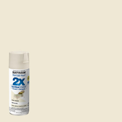 Rust-Oleum 249860 Painter's Touch 2X Ultra Cover Spray Paint, 12 oz, Semi-Gloss Ivory Bisque