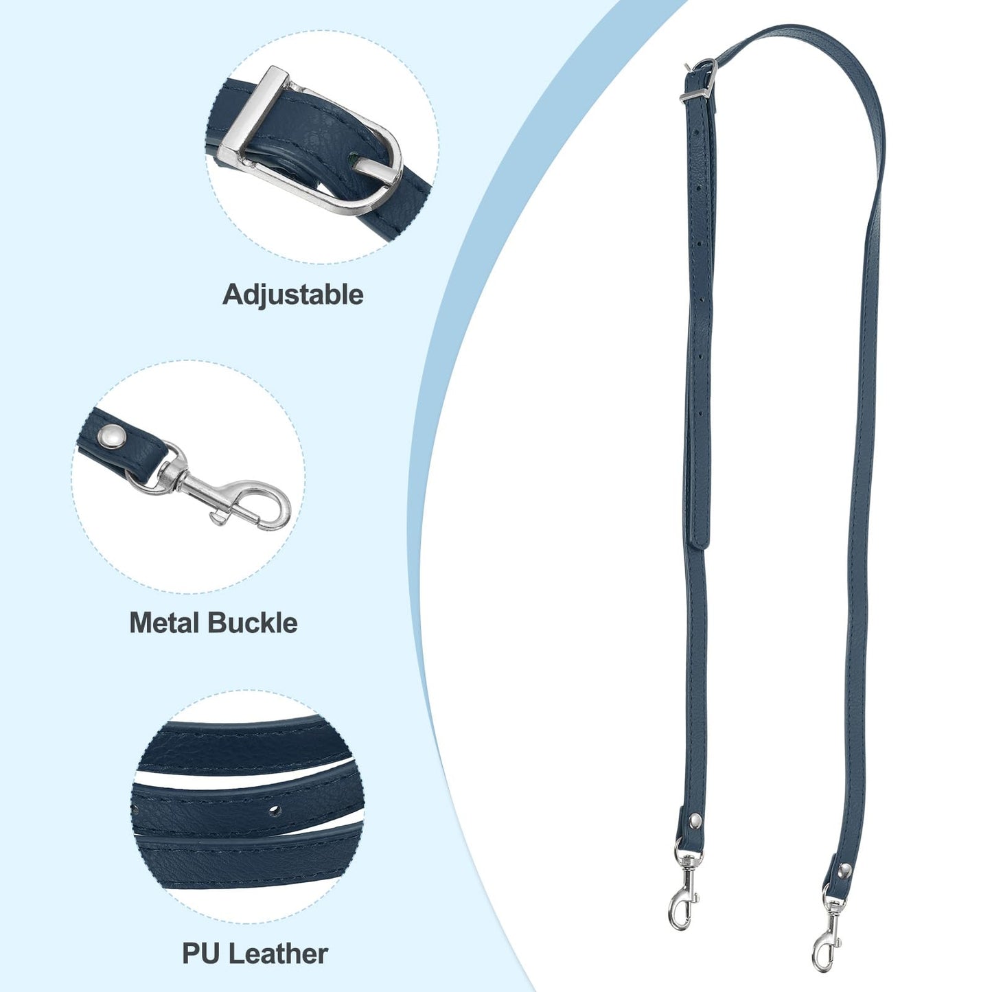 PATIKIL Leather Purse Strap Replacement 47 Inch, PU Adjustable Shoulder Crossbody Replacement Strap with Silver Hardware, Navy Blue