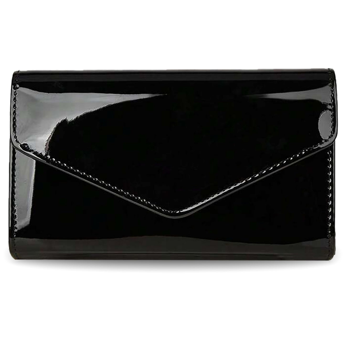 YAPAIOU Leather Envelope Evening Bag for Women Patent PU Clutch Purse for Formal Wedding Party Cocktail Prom Black