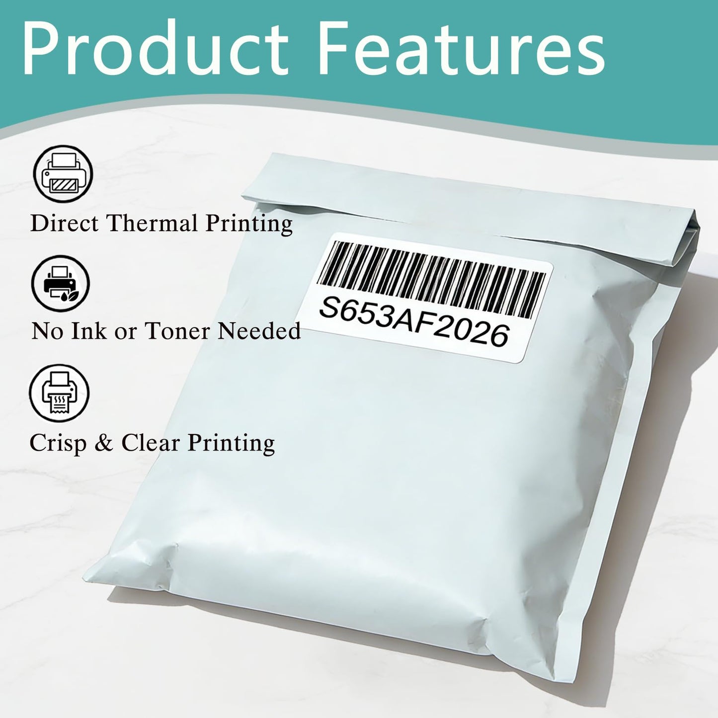 Volokitx 15 Rolls 2.25"x1.25" Direct Thermal Labels, 1000 Labels/Roll (15000 Labels), Self-Adhesive Address Barcode Sticker Label Rolls, Compatible with Zebra, Rollo, Munbyn & Most Thermal Printers
