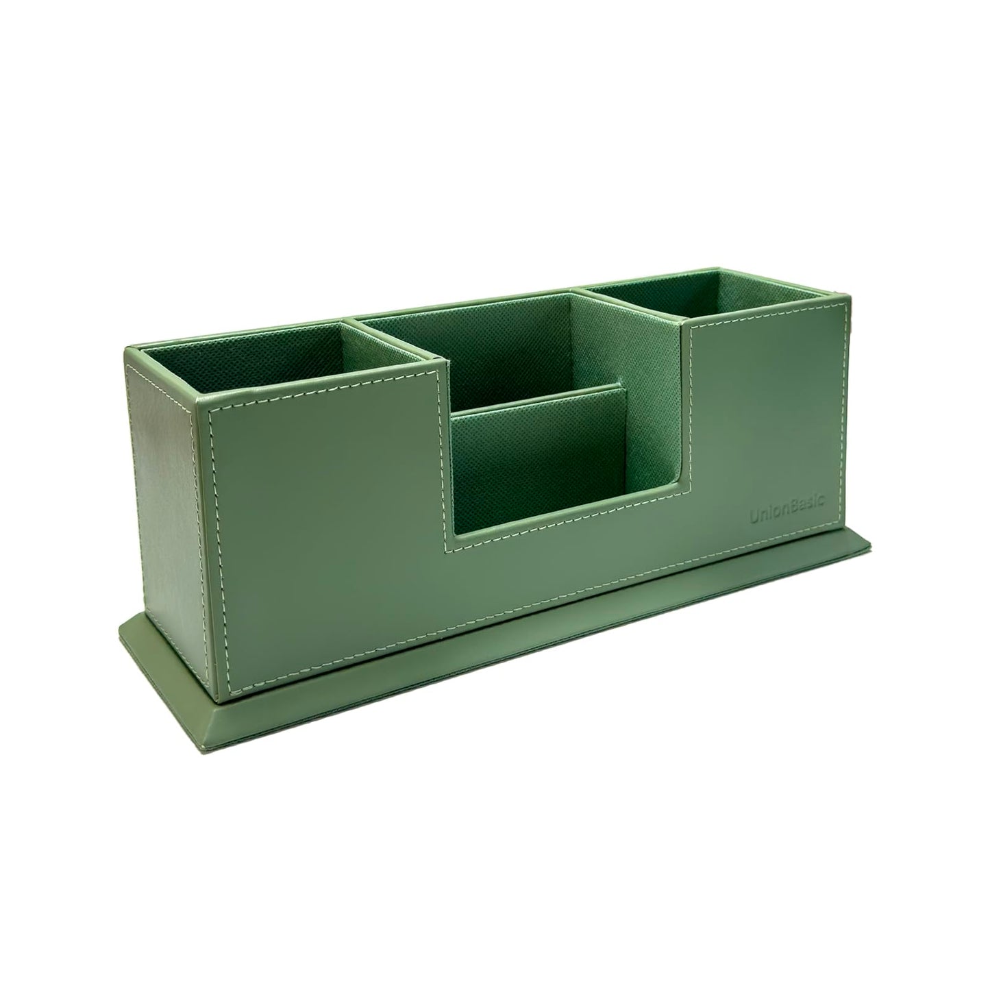 UnionBasic Desk Organizer, Desktop Caddy Leather Multi-compartment Pen Holder Office Stationer Organizer, Malachite Green
