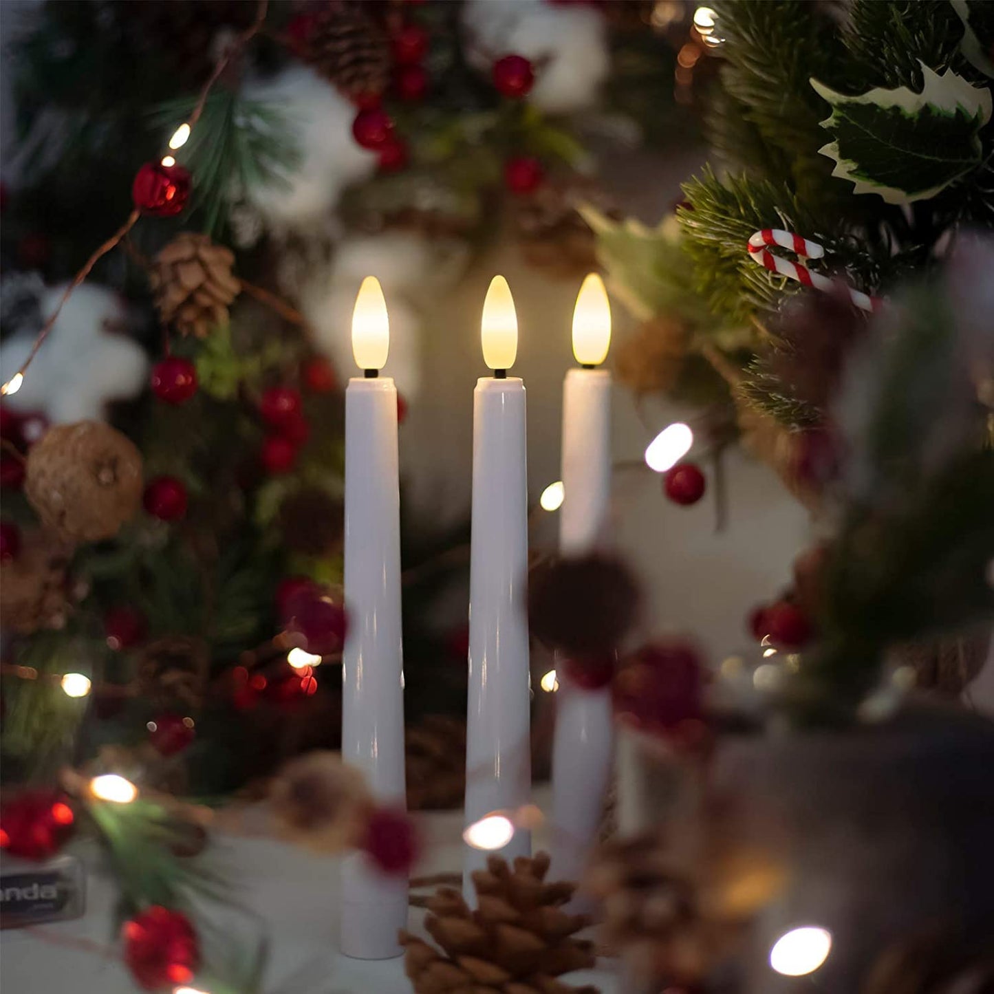 FREEPOWER Flameless Window Candles,Battery Opeated LED Taper Candle with Cycle Timer, Remote & Suction Cups,for Christmas Home Wedding Decor Pack of 9