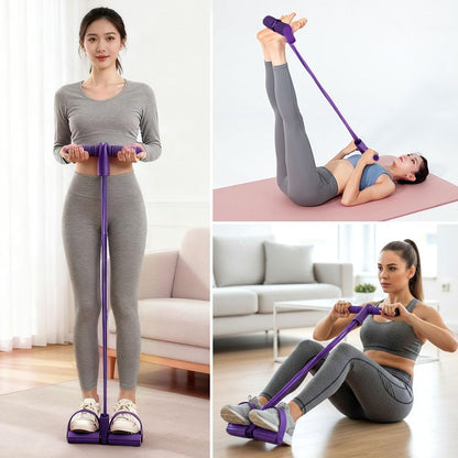 21 Fitness Resistance Bands-6 Tube Pedal Ankle Puller, Multifunction Tension Rope, Pedal Resistance Band with Handle Sit Up Exercise Equipment Home Gym Tummy Trainer for Men Women (Size:6 Tube)