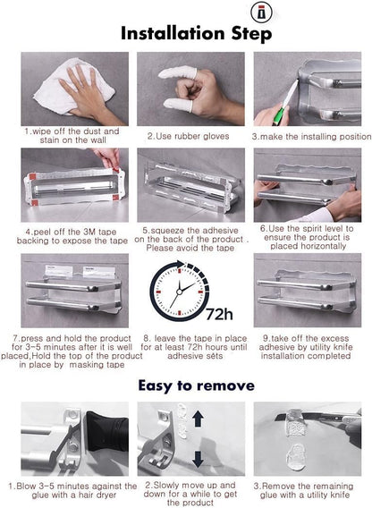 Utensil Hanging Rack with 12 Removable Hooks Nail Free by Kelelife, Stainless Steel Wall Mounted Coat Hat Rack Kitchen Tool Hooks Hangers in Kitchen or Bathroom Brushed Nickel