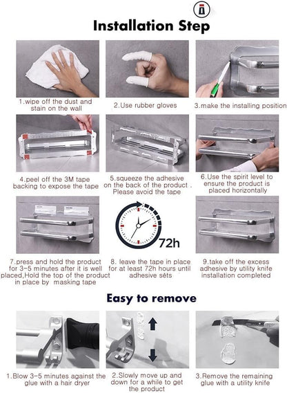 Utensil Hanging Rack with 12 Removable Hooks Nail Free by Kelelife, Stainless Steel Wall Mounted Coat Hat Rack Kitchen Tool Hooks Hangers in Kitchen or Bathroom Brushed Nickel