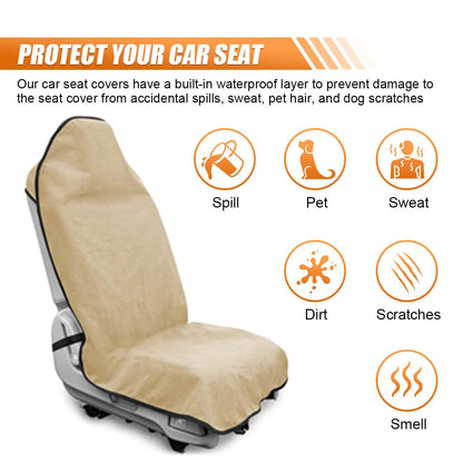 ZIMISI Waterproof Car Seat Cover Towel, Non-Slip Car Seat Protector for Gym Workouts, Running, Swimming, Beach & Hiking, Universal Sweat Towel Cloth for Cars, SUVs, Trucks (Beige)