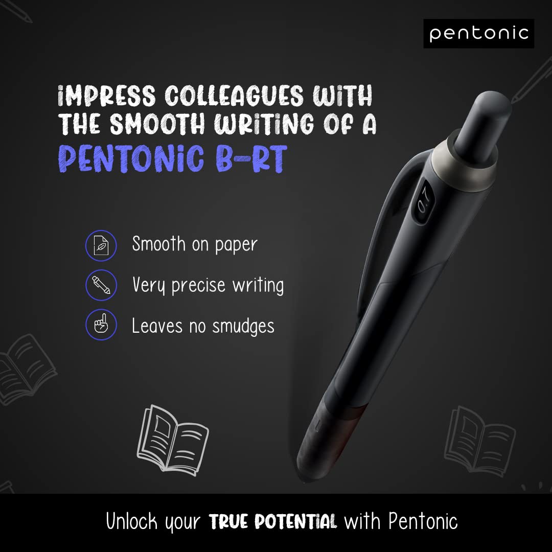 linc Pentonic BR-T Retractable Ballpoint Pens, 12 Count, Black Ink, 0.7 mm Fine Point, Smooth Writing For Journaling, Office & School (PEN12120)