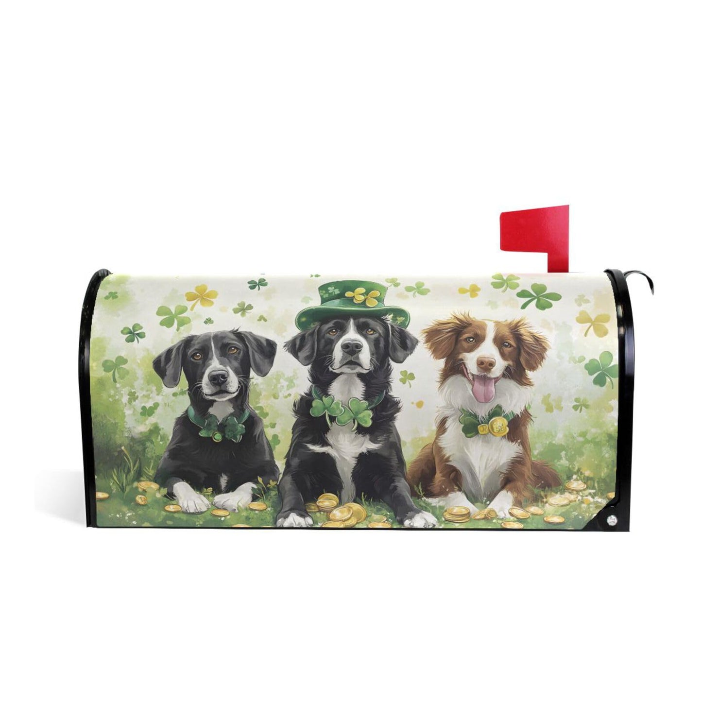 ALAZA Patrick Day Dog Shamrock Clover05 Magnetic Mailbox Cover MailWraps Garden Yard Home Decor for Outside Oversized-25.5" x20.8"