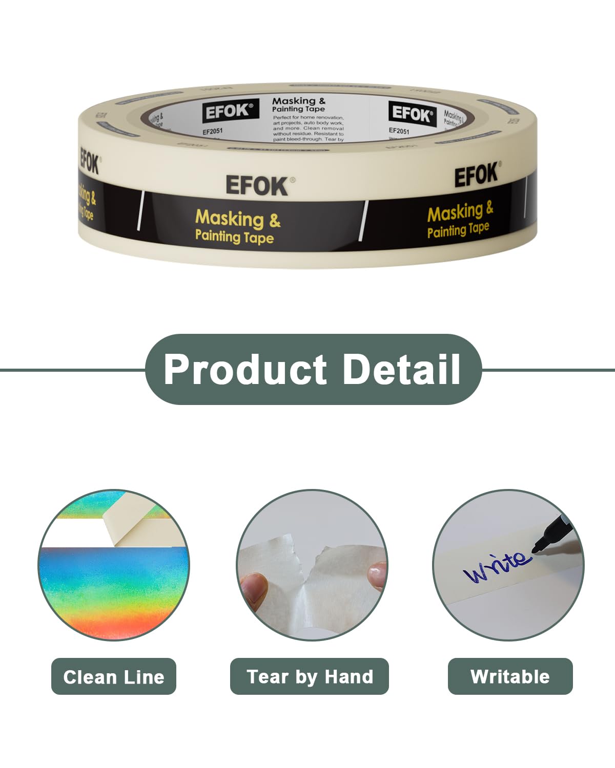 EFOK 48 Rolls Masking Tape 1 Inch Wide Bulk - 0.94 Inch x 55 Yards - Anti-UV White Professional Masking Tapes for General Purpose Painting - DIY Arts & Crafts No Residue