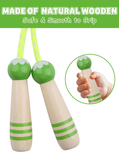 Jump Rope for Kids, Lorvain Adjustable Skipping Rope, Kids Jump Ropes with Wooden Handle for Girls Boys, Weighted Jumping Ropes for Fitness Workout Exercise Outdoor Fun Activity