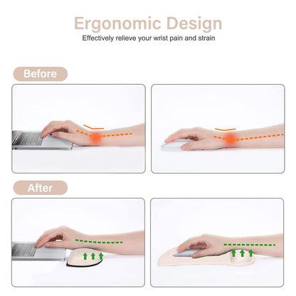 MOSISO Wrist Rest Support for Mouse Pad & Keyboard Set, Ergonomic Mousepad Non-Slip Base Home/Office Pain Relief & Easy Typing Cushion with Neoprene Cloth & Raised Memory Foam, Apricot