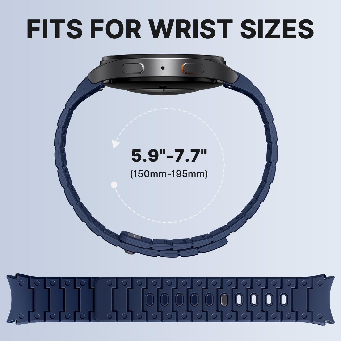 Bandletic Silicone Magnetic Band Compatible with Samsung Galaxy Watch 7 6 5 4 FE 40mm 44mm/Watch 6 4 Classic 43mm 47mm 42mm 46mm/Watch 5 Pro 45mm, 20mm No Gap Soft Sport Strap for Men Women