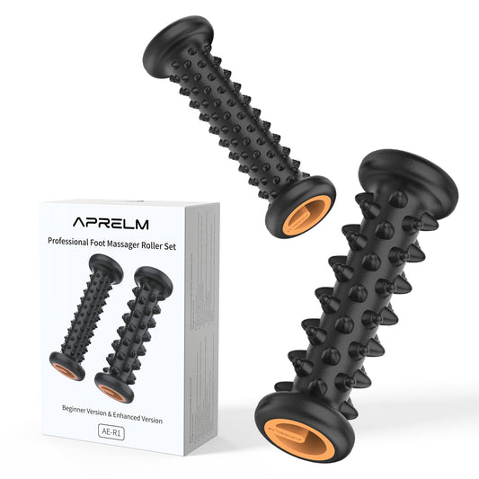 APRELM Foot Massager Roller Set for Plantar Fasciitis Relief, Professional 2-Pack (Beginner & Enhanced), Foot Roller for Home Office, Gifts for Mom Dad Friends