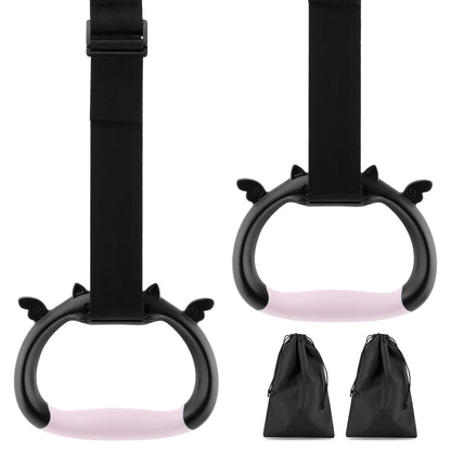 Kakalote Gymnastics Rings, Pull up Rings with Adjustable Strap Load Bearing 550lb, Gymnastics Ring Indoor Outdoor Pull-up Bar Strength Training Rings for Home Exercise