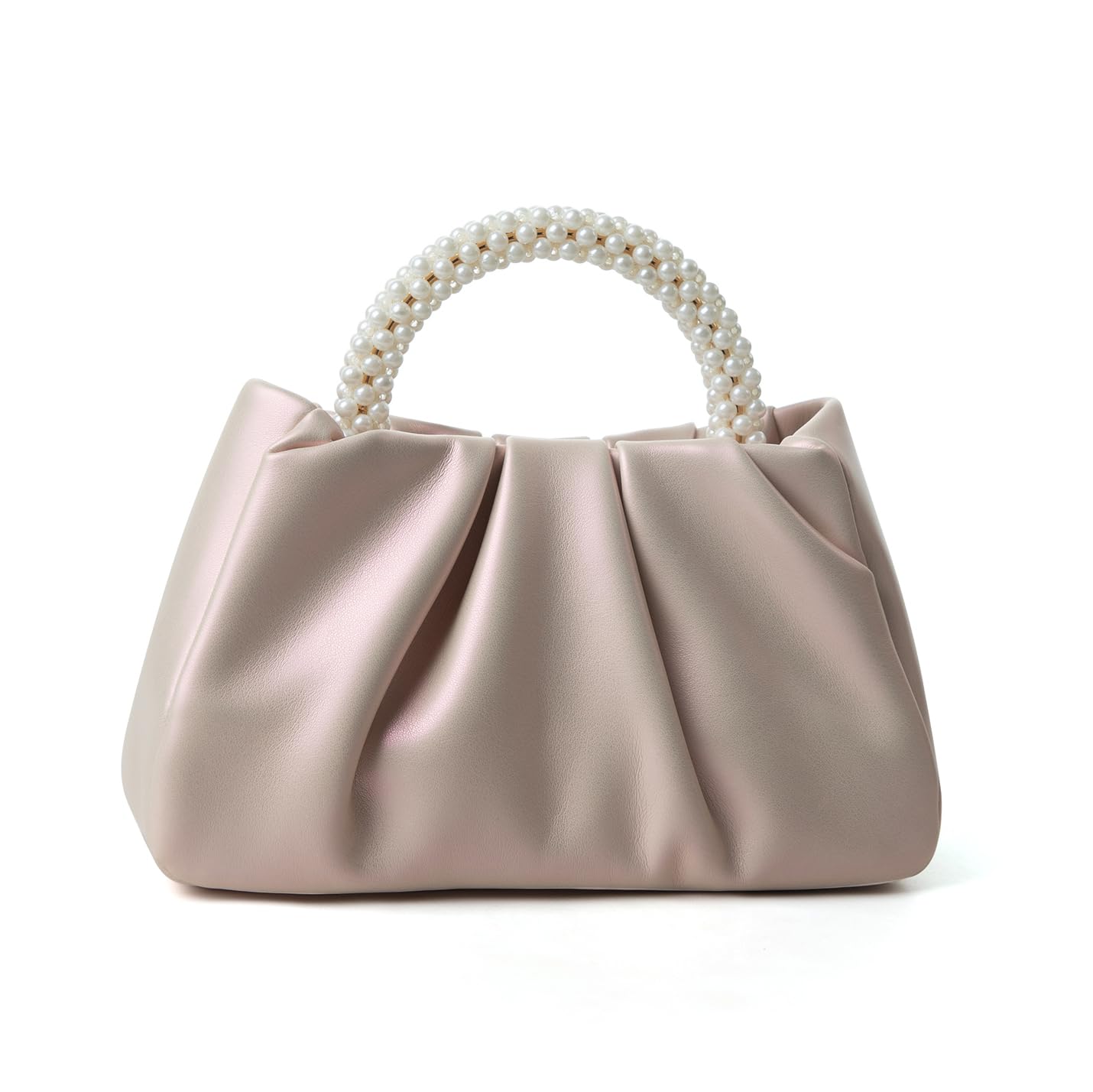 Beatfull Evening Purse Women Small Pearl Handbags Soft Leather Ruched Bag Wedding Bridal Clutch Party Prom Crossbody Purses