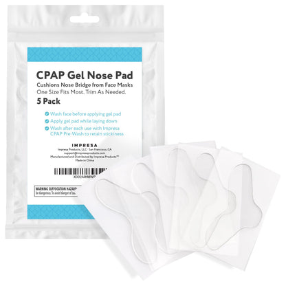 Impresa Nasal Gel Pads for CPAP Mask Compatible with AirSense 11 Machines & CPAP Supplies - 5 Count Trim-to-Fit Silicone Nose Pads - Reduces Irritation & Nasal Guard Comfort