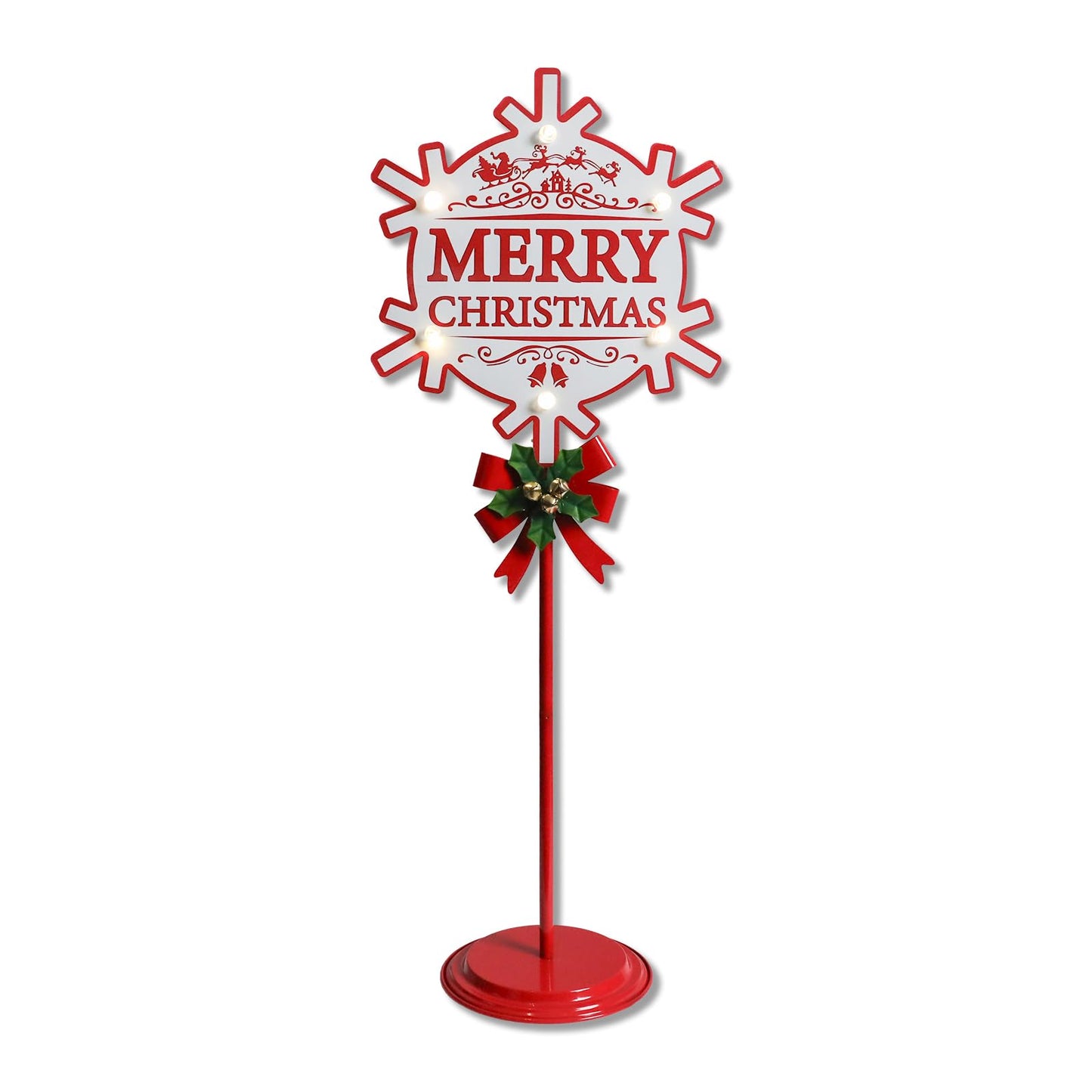 Merry Christmas Sign with LED Light Battery Operated with Timer Christmas Signs with Base Xmas Holiday Decorations Patio Lawn Yard Outdoor Display Decor