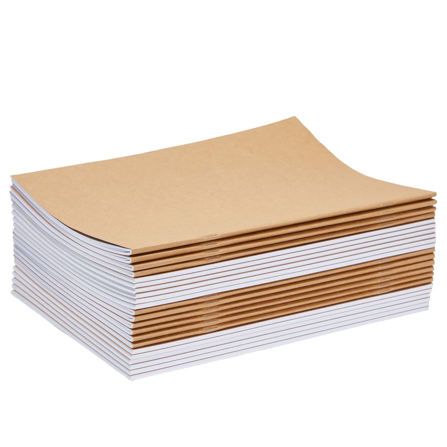 Paper Junkie Journaling Notebooks - 24 Pack, 8.5 x 11 In, Brown, Soft Cover - Blank Unlined Kraft Paper Sketchbooks & Writing Journals Bulk for Sketching & Note Taking