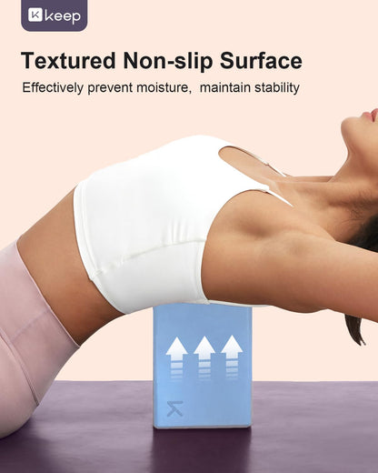 Yoga Block, High Density EVA Foam Blocks for Yoga, Pilates, Meditation, Aid Balance, Support and Deepen Poses - Non-Slip Lightweight Durable(2-Pack-Light blue)