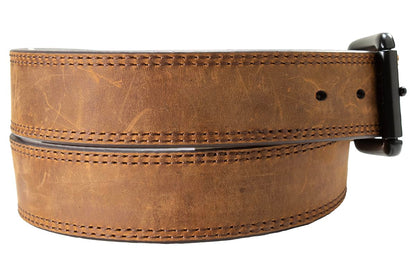 ARIAT Men's Double-Stitch Perforated Leather Belt with Roller Buckle, Brown, 32