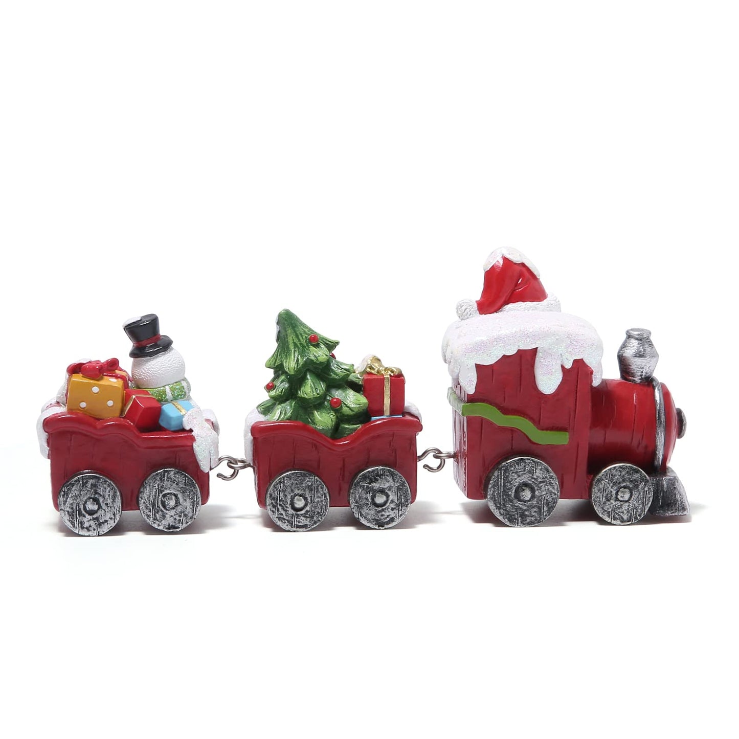 Hodao Christmas Train Figurines with Santa, Tree & Snowman – Mini Resin Tabletop Decorations for Home, Indoor Holiday Decor, Lovely Ornaments & Gift