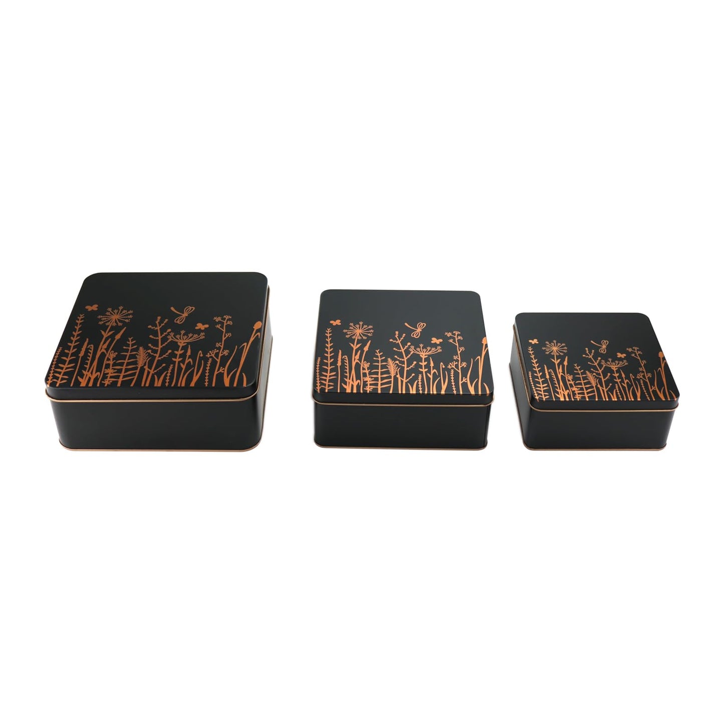PHILPETY Decorative Storage Box Rural Tin Gift Box Tinplate Candy Cookie Box Square Candy Storage Containers with Lids for Chocolate Candy Tea Coffee Cosmetics Jewelry Photos Gift Case 3Pcs, M3-02