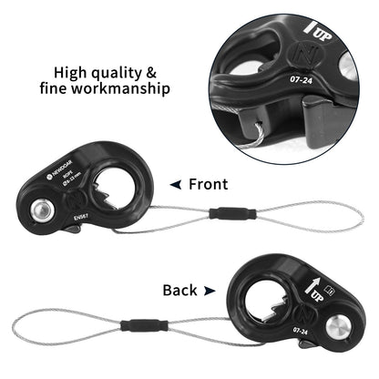 NewDoar Rope Ascender Lightweight Rope Clamp Ascender Riser Adjuster Fits 8-13mm Rope Self-Locking Grip for Rock Climbing,Protection Rescue,Rappelling,Gear Equipment(Black,Serrated Teeth)