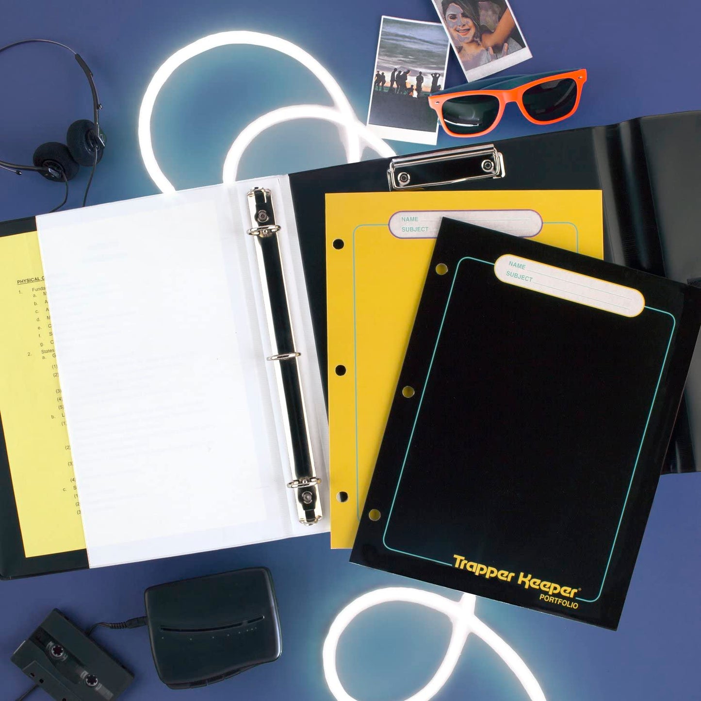 Mead Trapper Keeper Binder, Retro Design, 1 Inch Binder with Folders and Pockets, Holds 8-1/2" x 11" Paper, Glow (260038FM-ECM)