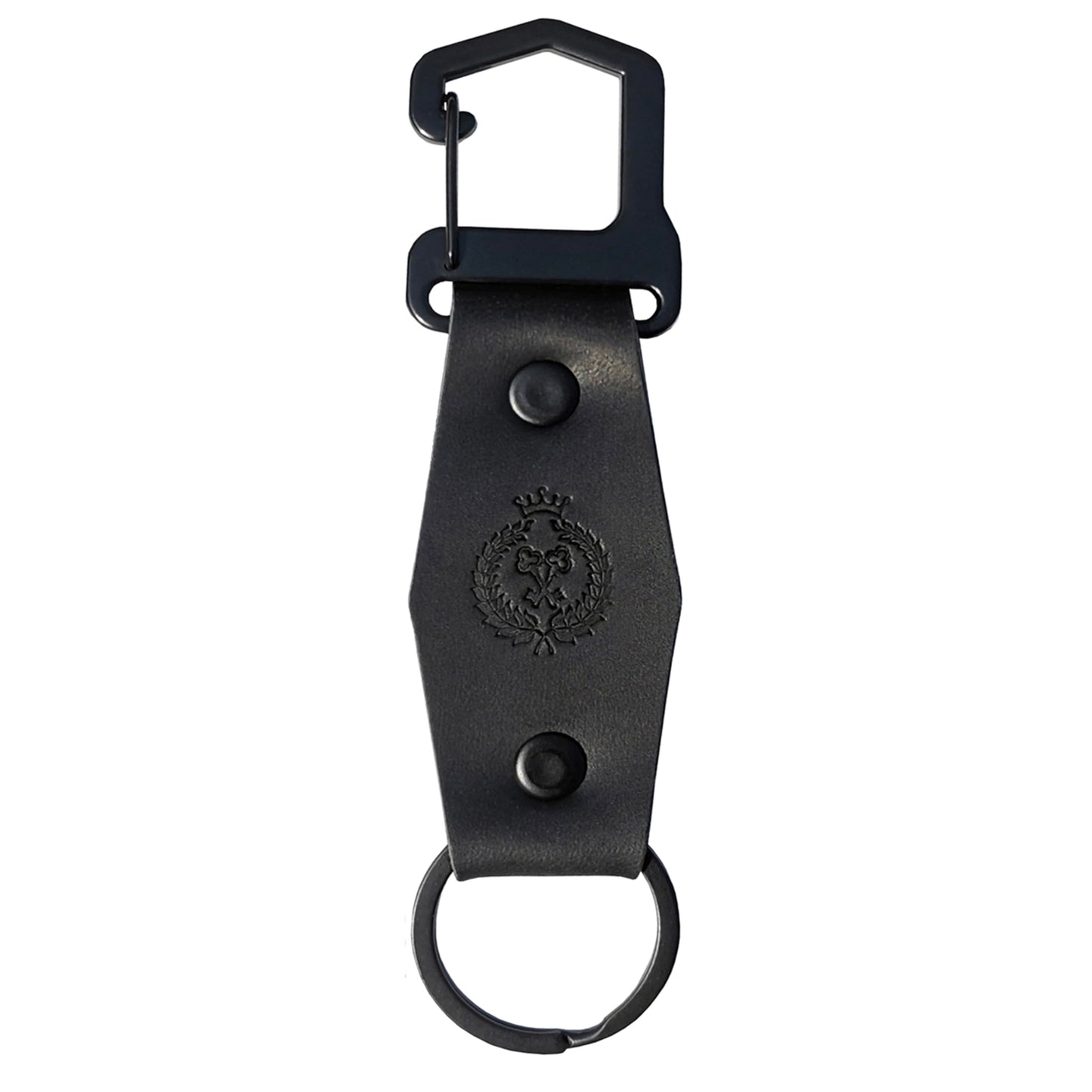 PALEVAN Genuine Leather Keychain Handmade Car Keychain Leather Key Chain Solid Metal Key Keeper Belt Loop Key Ring Holder (Black-Style2)