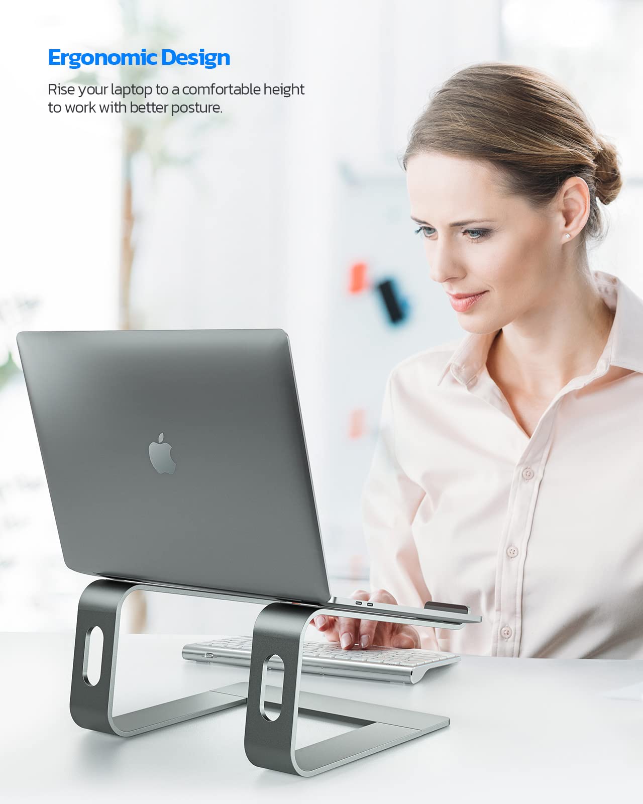 Nulaxy All-Aluminum Laptop Stand for Desk, Ergonomic Detachable Ventilated Cooling Computer Riser, Anti-Slip Design Notebook Holder Compatible with All 10-16" Laptops (MacBook, Dell XPS, HP, Lenovo)