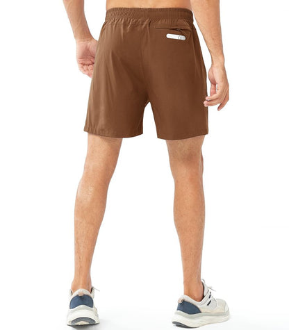 NORTHYARD Men's Athletic Running Shorts Gym Workout 7"/9"/5" Quick Dry Lightweight Sports Basketball Tennis 3 Zipper Pockets BROWN-5inch M