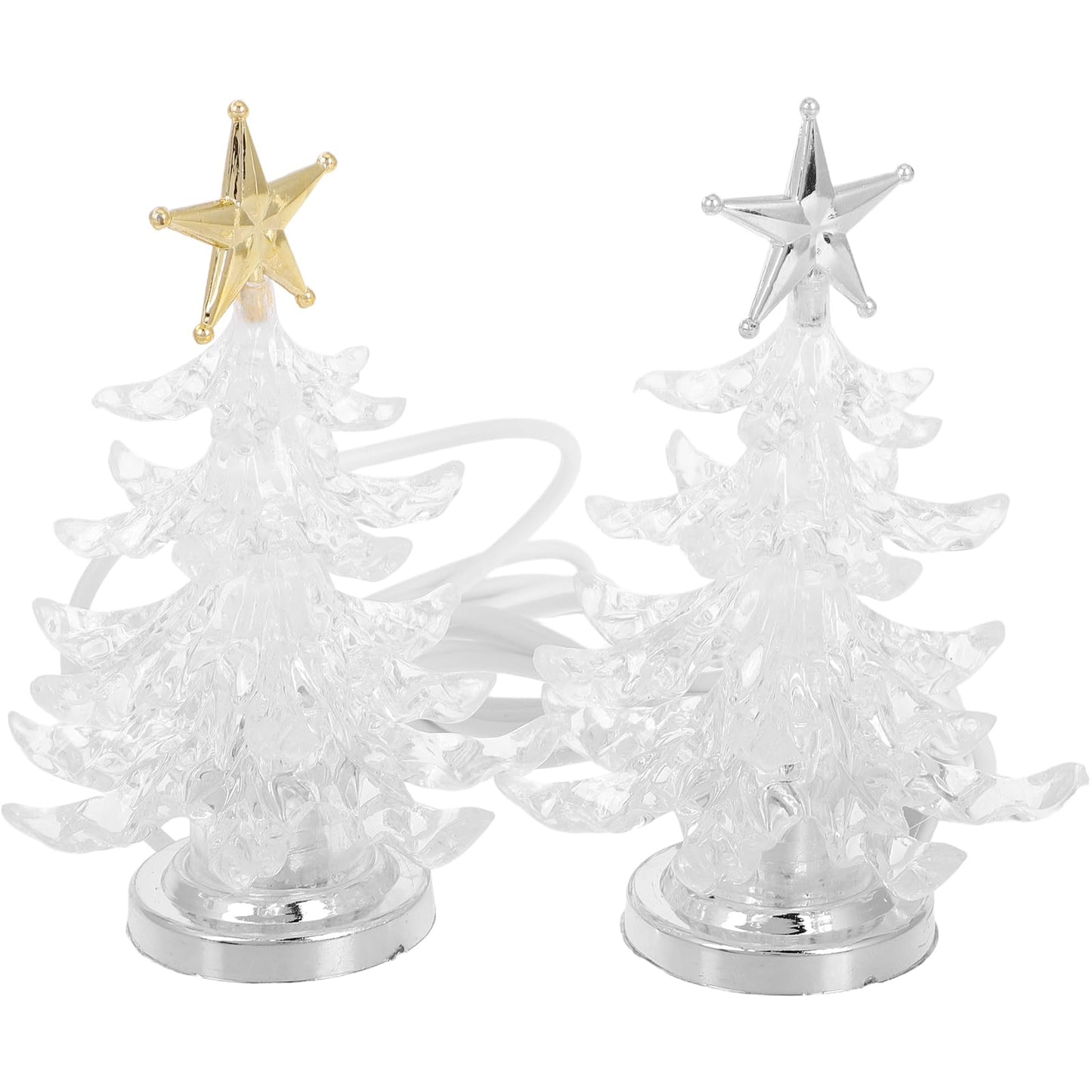 Gatuida 2pcs USB Night Light, RGB Led Glowing Christmas Tree Table Lamp, Acrylic Decorative Bedside Lamp for Home Decor, 4. 33 Inch