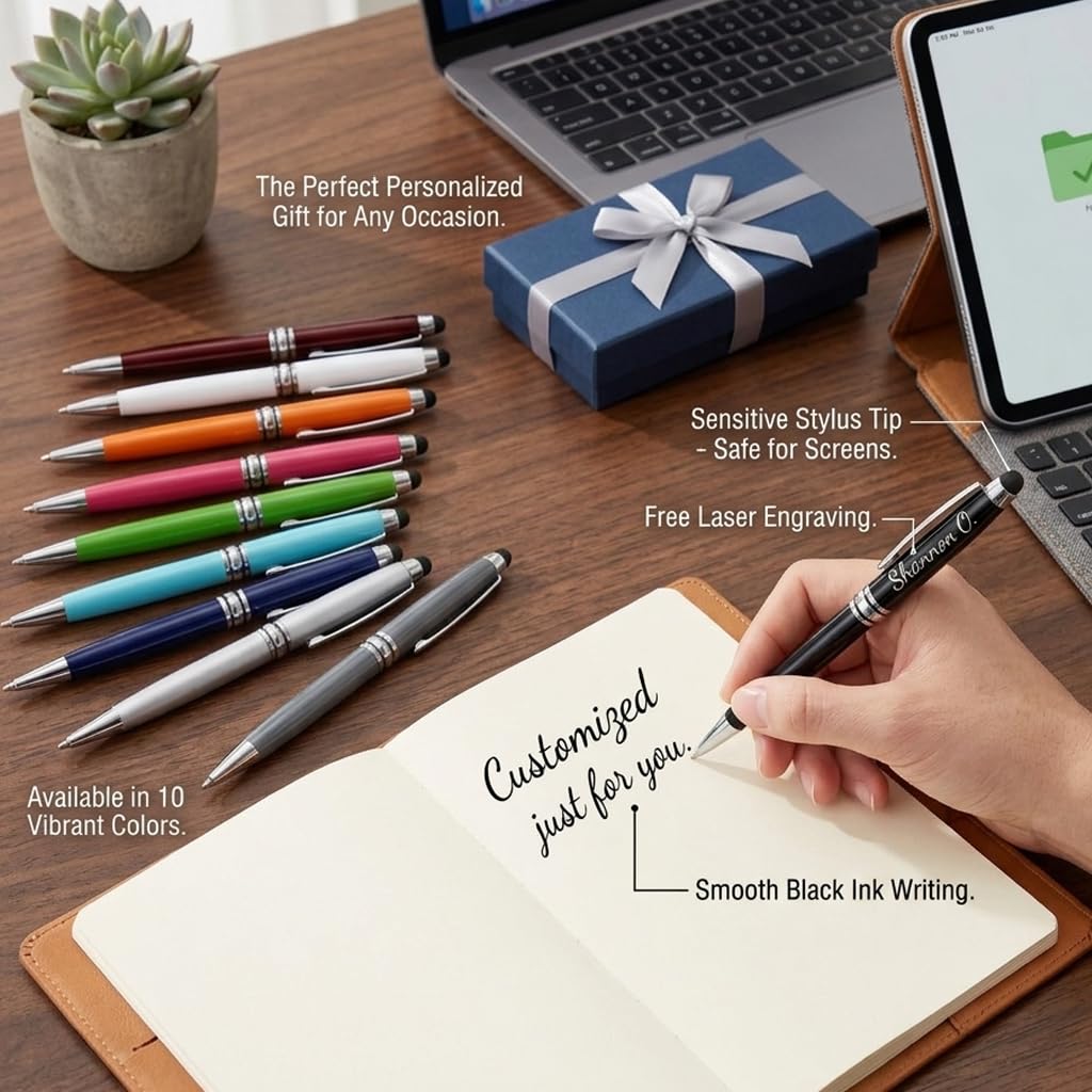Hifox [Custom Pens] Personalized Gift Pens with Engraving, Executive Luxury Pen, Gift for Men and Women, Elegant Office Stylus Ballpoint Pens, Perfect Groomsmen Gifts.