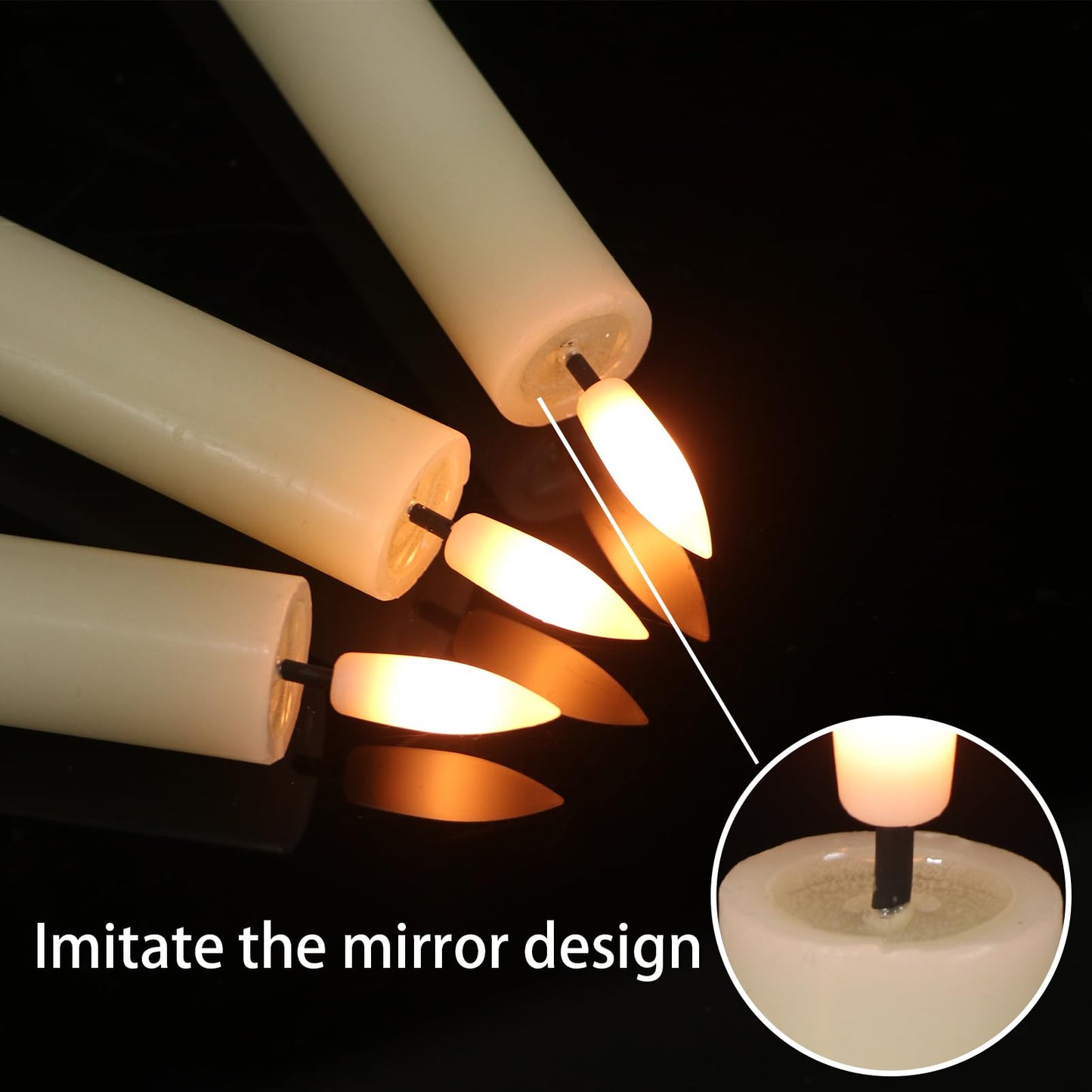 GenSwin Flameless Taper Candles with Remote Timer, Real Wax LED Taper Candles Battery Operated with 3D Flame, 3Pcs Flickering Flamless Candlesticks for Halloween Christmas Decor(Ivory, 0.78” x 9.8”)