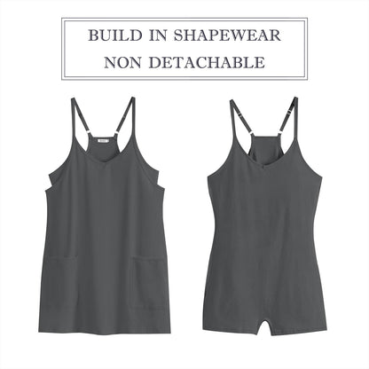 ANRABESS Women Athletic Dress Summer Tennis Workout Active Sports Mini Romper Dress Built in Shorts Travel Vacation Clothes Gray X-Large