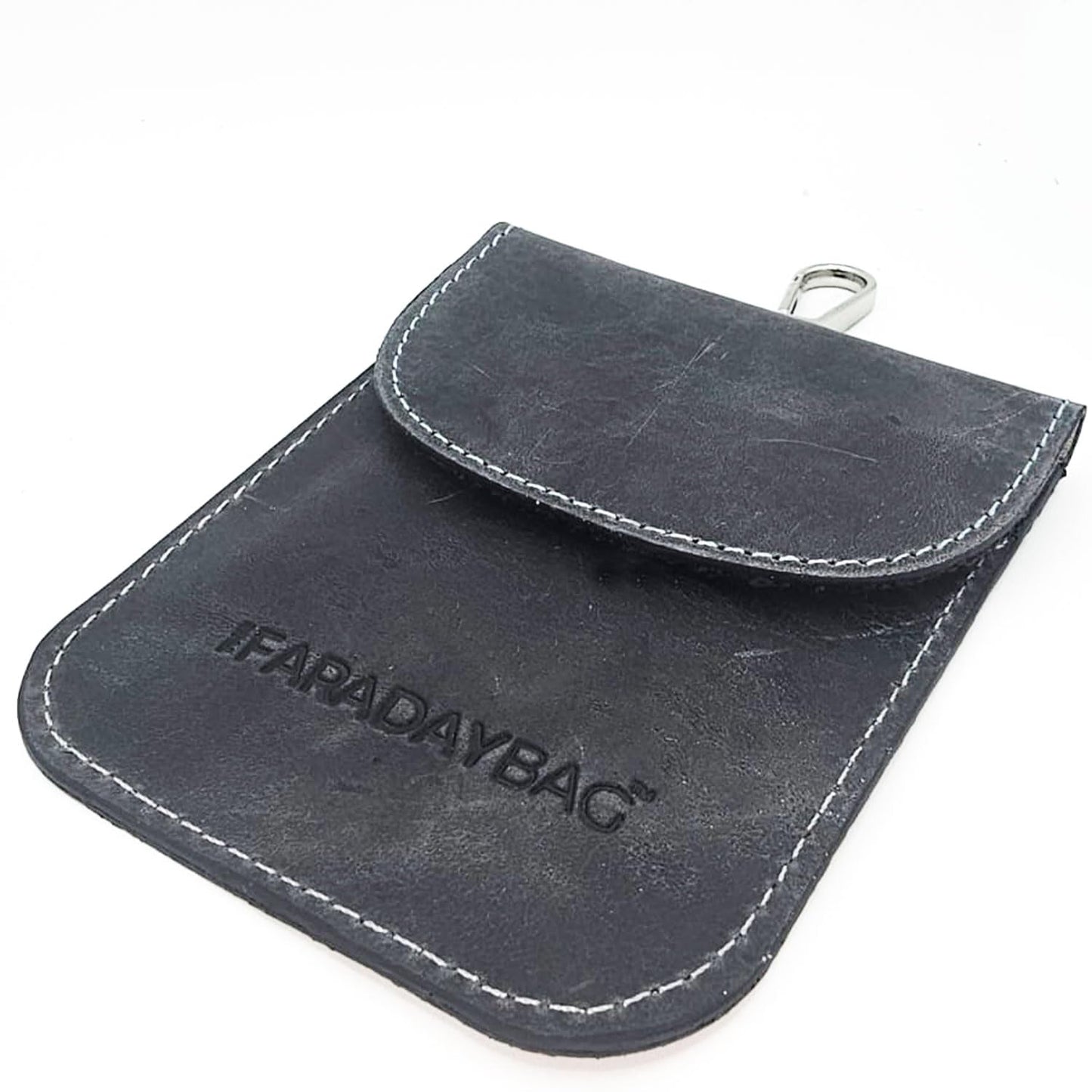 Real Leather Faraday Pouch for Key Fob Signal Blocker Protector - Faraday bags for car keys - RFID Blocking Sleeves (Grey)