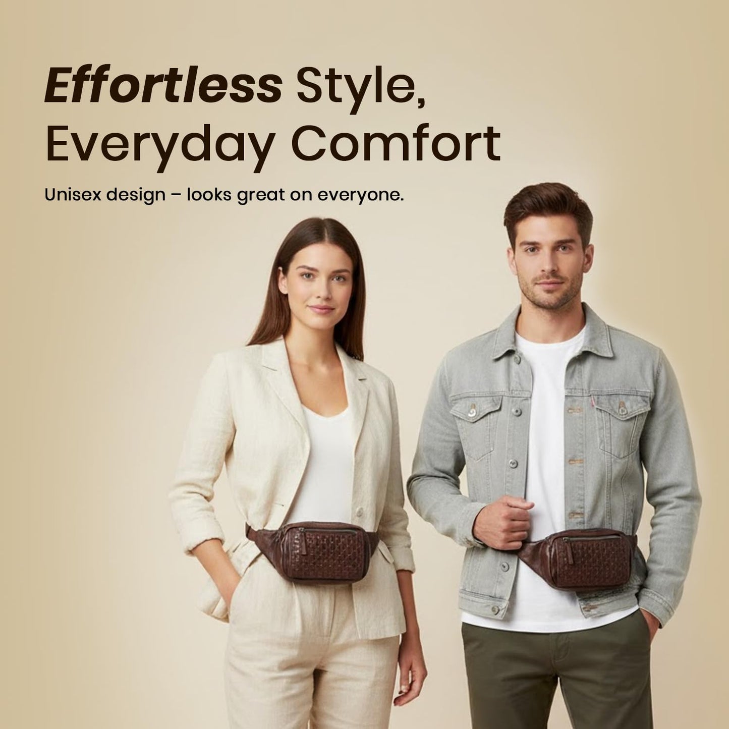 Vilenca Holland Genuine Leather Waist Bag Unisex, Waist Bag for Travel Trendy Casual Travelling Essentials Kept Bag Stylish, Durable, and Secure Travel Companion(VL-094-BROWN)