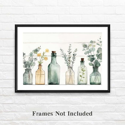 Yesad Kitchen Wall Décor Canvas Prints, Rustic Vintage Country Décor Bottles Plants Picture Farmhouse Wall Décor Poster Artwork for Cabin Living Room Bedroom Dining Room (Unframed,36”x24”, Bottle)