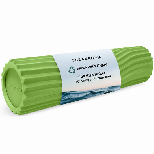 Oceanfoam Tidal Roller - Black Marbled - Muscle Massage Foam Roller for Back Pain & Stretching - Firm and Ergonomic Wide Wave Textured - Yoga, Athletics, & Wellness - Full Size, 20" x 5"