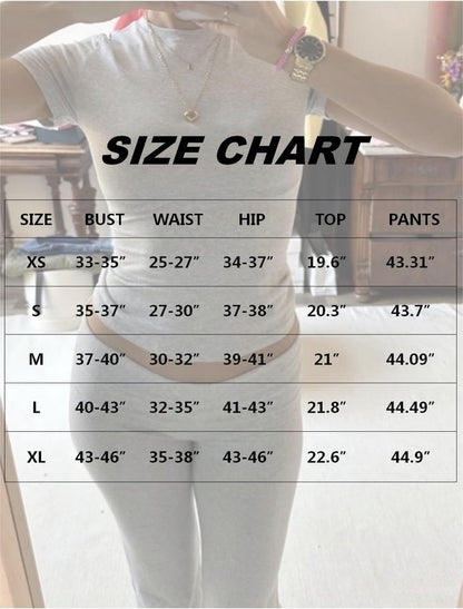 AYWA Women's Lounge Set - Short Sleeve Crop Top & Flare Pants | Casual Pajama Outfit
