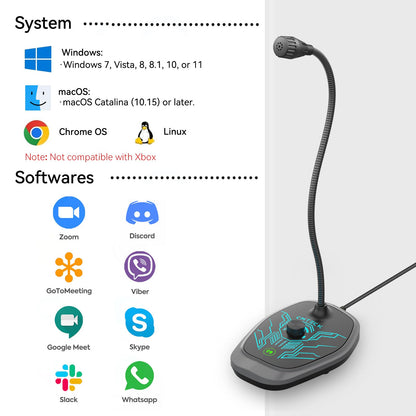 CMTECK USB Computer Microphone, Microphone for pc with RGB Light, Mute Function, Noise-Cancelling Recording Desktop Mic for Laptop for Online Chatting, Home Studio, Podcasting, Gaming, Skype, YouTube