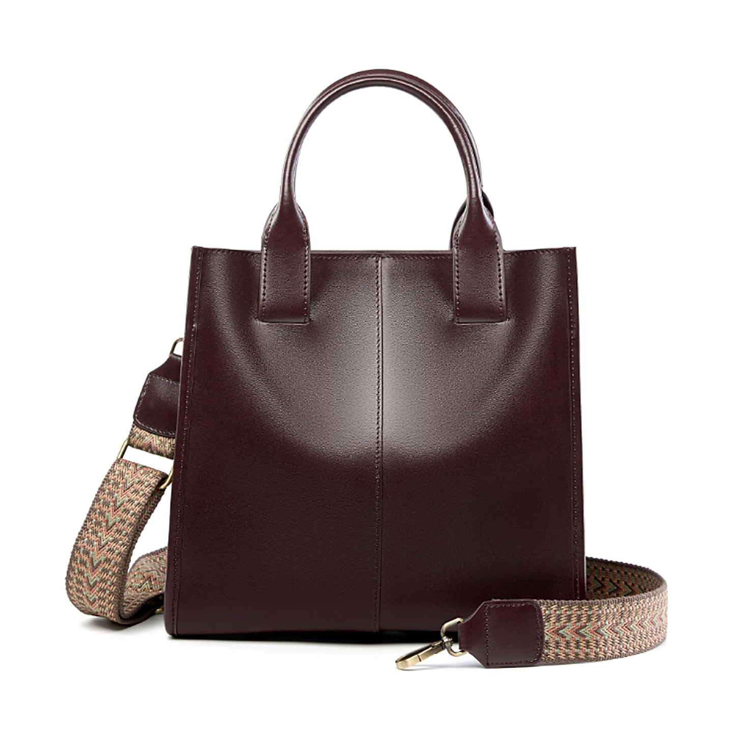 MFFOR Genuine Leather Crossbody Handbags, Work Tote Bag for Women, Top Handle Bags, Shoulder Purses for Office Travel (Coffee)