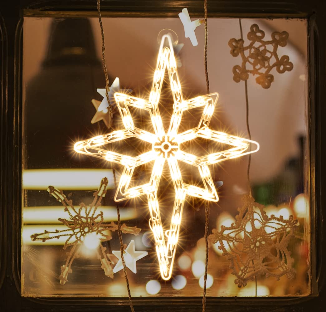 LAMPHOME 18" 50 Lighted Bethlehem Star Christmas Light Window Sculpture Decoration