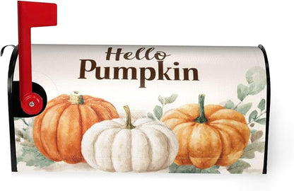 Festive Magnetic Mailbox Cover Pumpkin Thanksgiving Fall Outdoor Mailbox Protector Holiday Seasonal Decorative Garden Yard Home Large Size 25.5 x 21 Inch