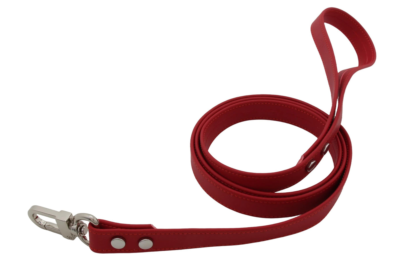 Lookook Fashion O-Ring Faux Leather Choker Necklaces Collar For Womens (Red Black Silver with Leash)