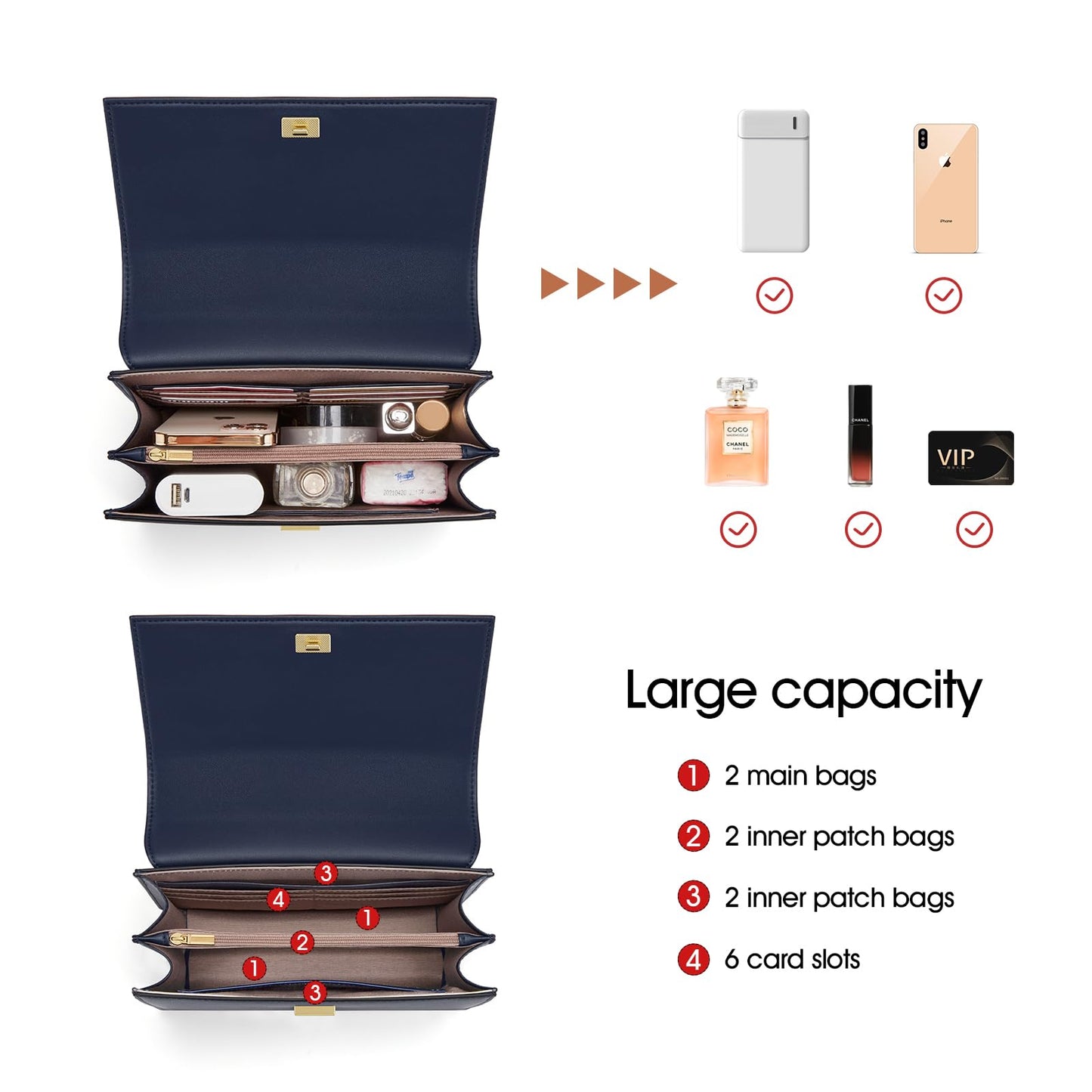 Cnoles Crossbody Bags For Women Fashion Leather Handbags and Purses Satchel Bag For Lady Shoulder Tote Top Handle Bags