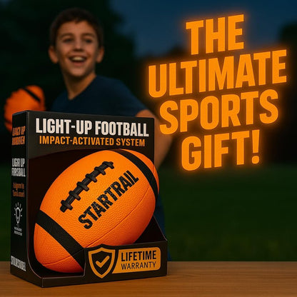 Glow in The Dark Football | Ultra-Bright Double LED Light-Up Football Size 6 with 3 Extra Batteries and Pump for Kids & Teens Ages 6+ | Outdoor Fun for Evening Play, Camping & Beach Games